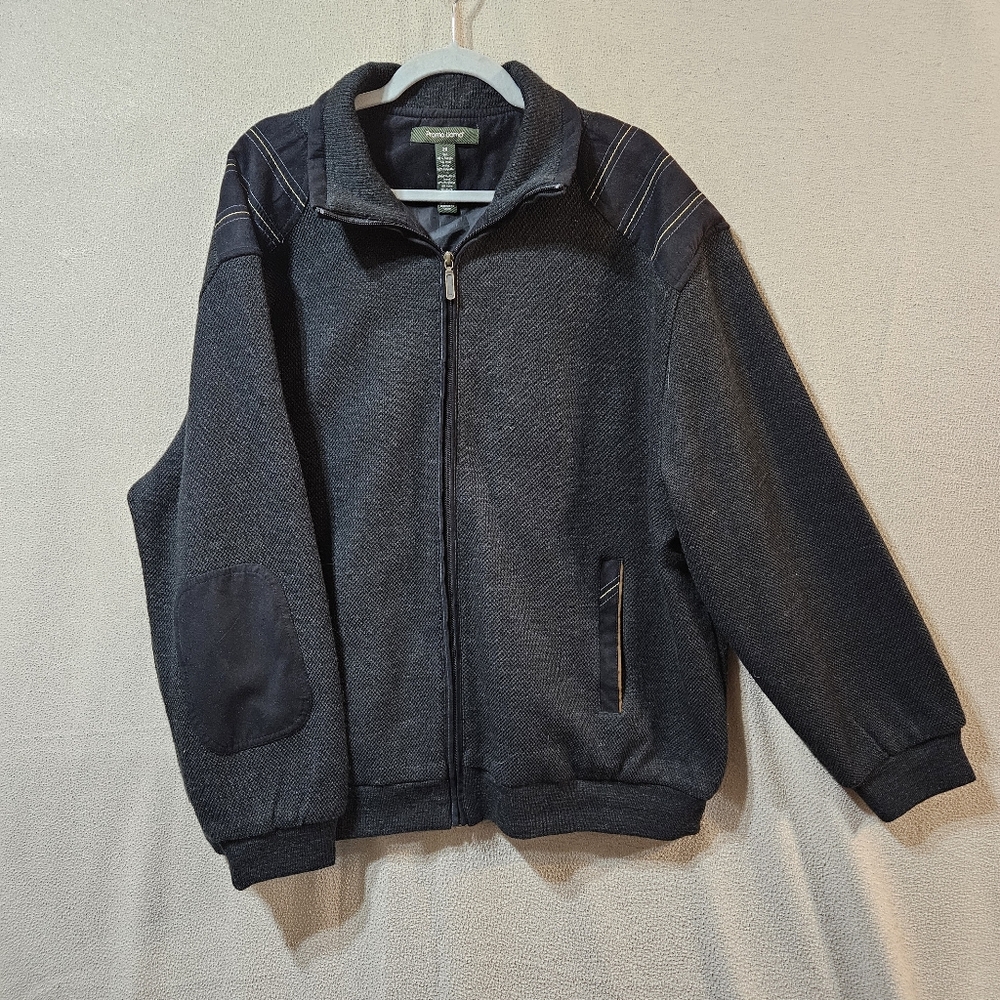 Pronto Uomo XXL Charcoal Grey Wool Blend Full Zip Bomber Jacket Heavy Wt Lined